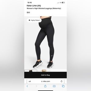 Nike One maternity leggings, size small (short), like new